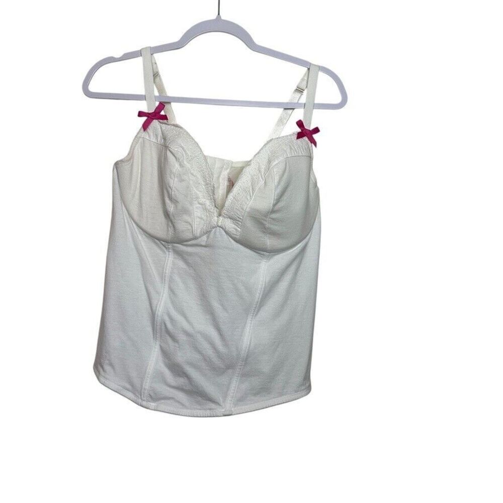 Cacique Corset Sleeveless Bustier Top Women's 22/24 White Padded Eyelet‎